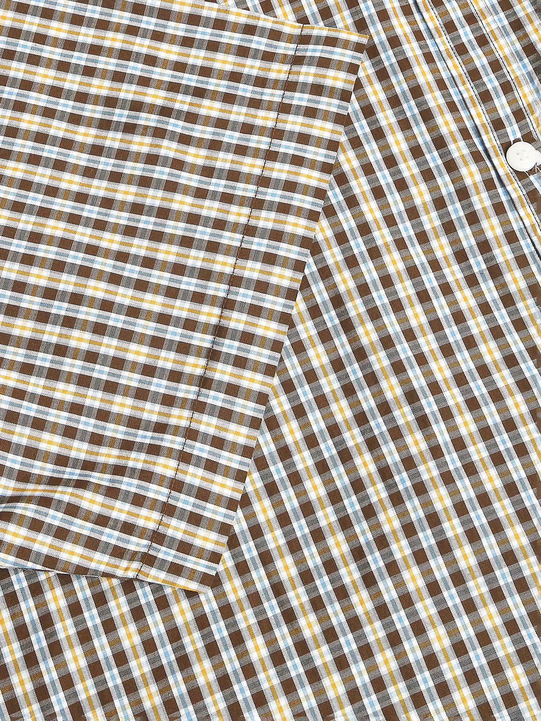 Thomas Scott Men Plus Size Premium Gingham Checked Pure Cotton Casual Shirt