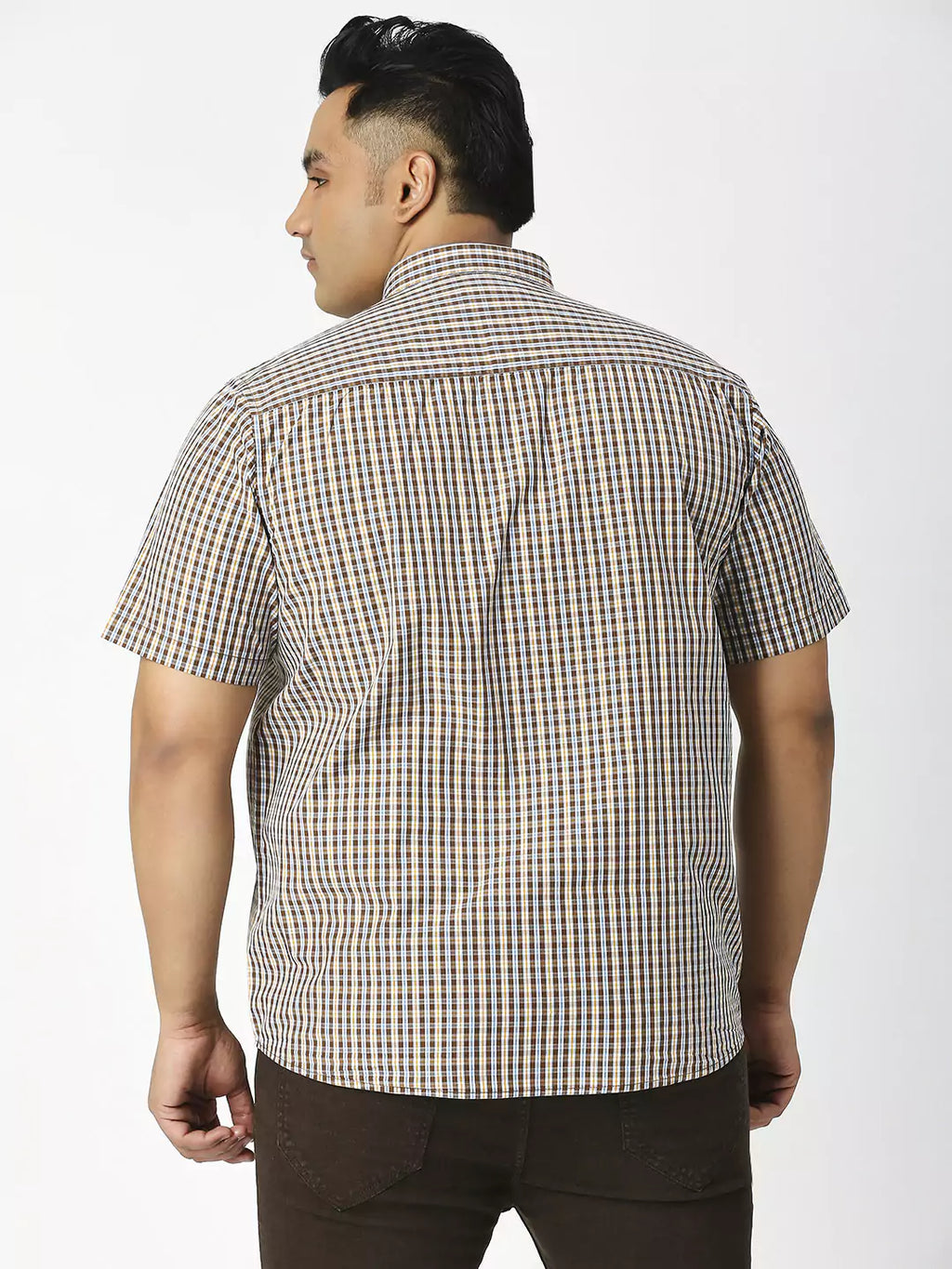Thomas Scott Men Plus Size Premium Gingham Checked Pure Cotton Casual Shirt