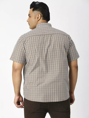 Thomas Scott Men Plus Size Premium Gingham Checked Pure Cotton Casual Shirt