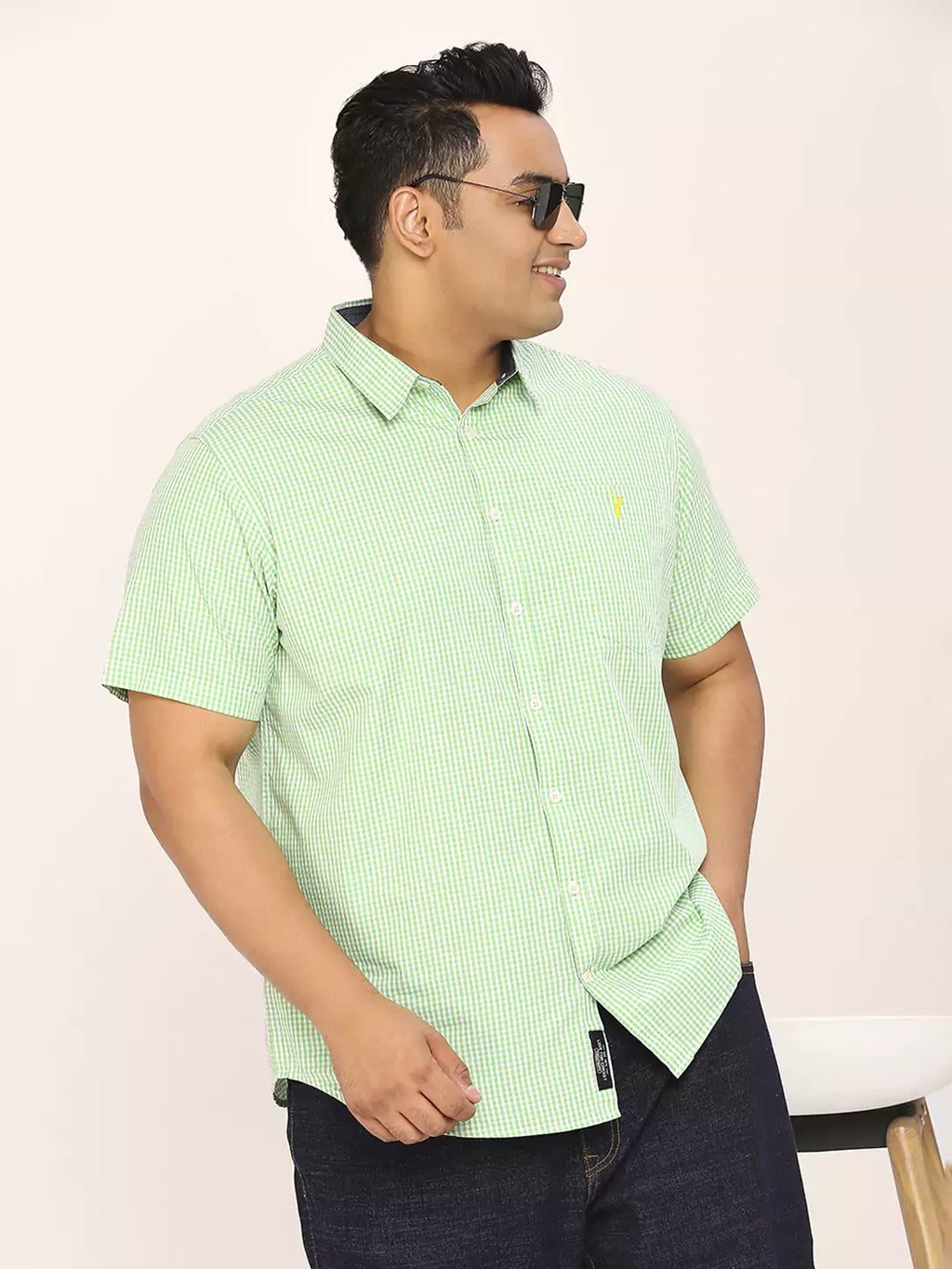 Thomas Scott Men Plus Size Standard Micro Checked Cotton Casual Shirt