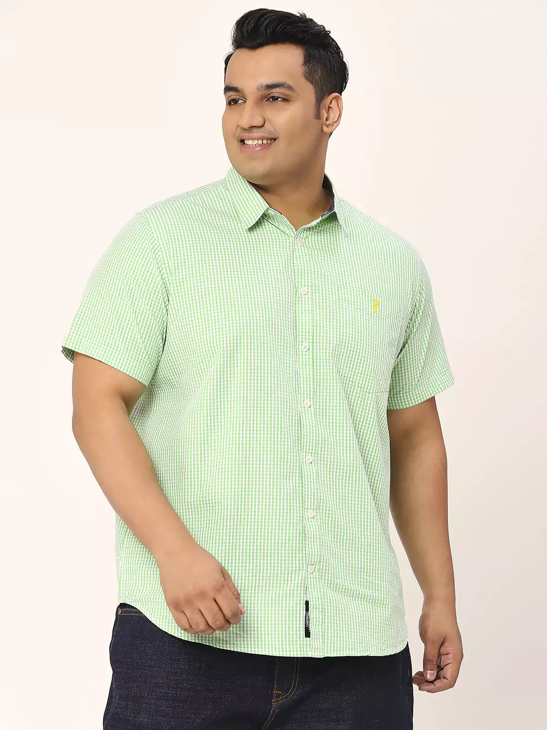 Thomas Scott Men Plus Size Standard Micro Checked Cotton Casual Shirt