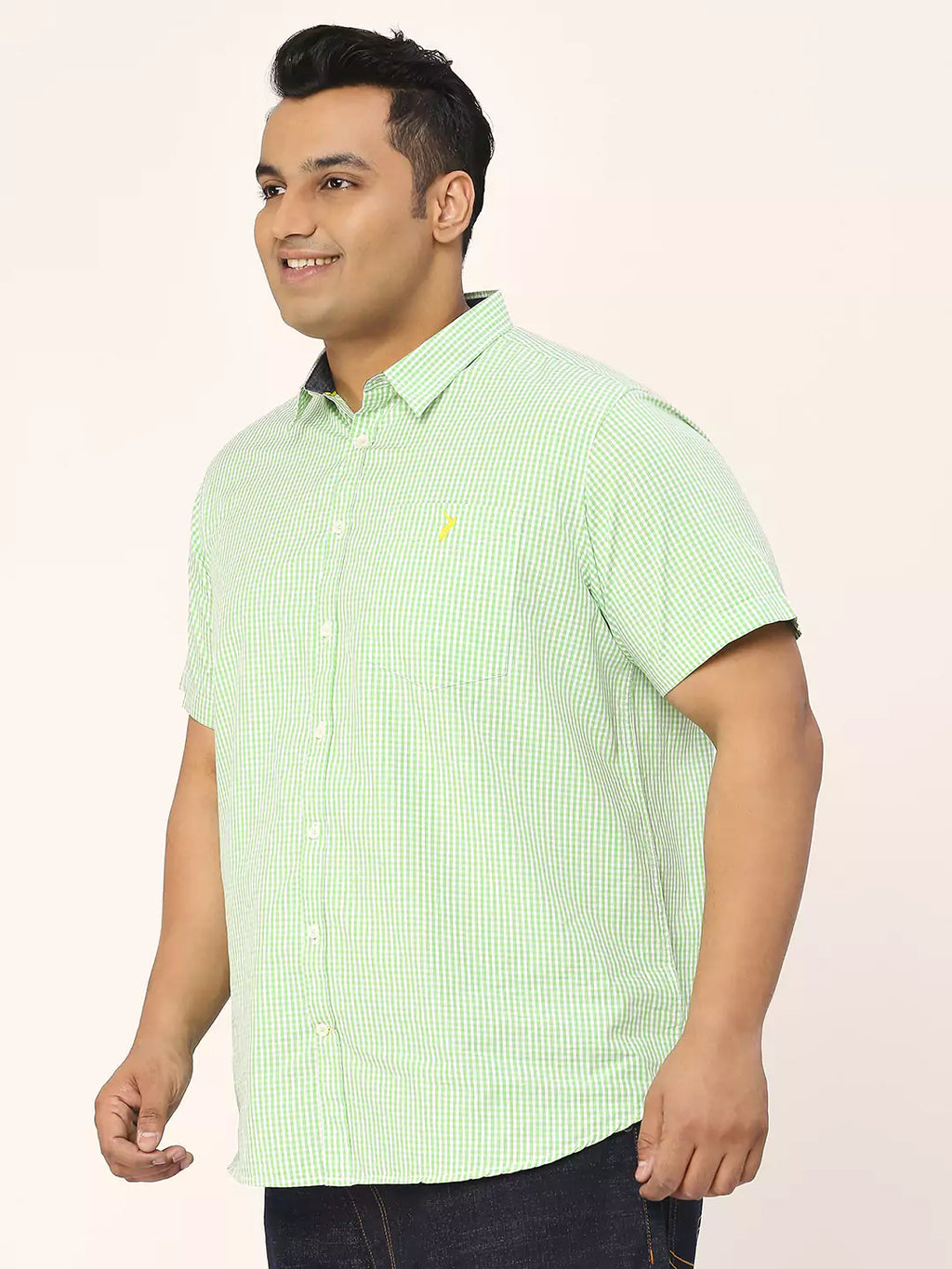 Thomas Scott Men Plus Size Standard Micro Checked Cotton Casual Shirt