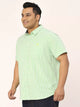 Green Plus Size Standard Micro Checked Cotton Casual Shirt For Men