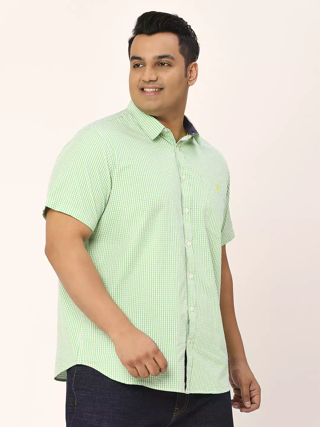 Thomas Scott Men Plus Size Standard Micro Checked Cotton Casual Shirt
