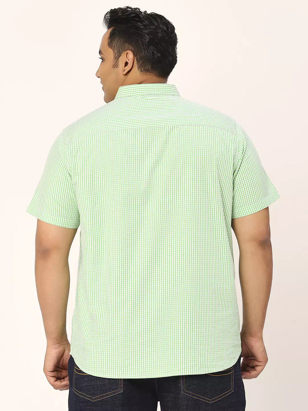 Thomas Scott Men Plus Size Standard Micro Checked Cotton Casual Shirt