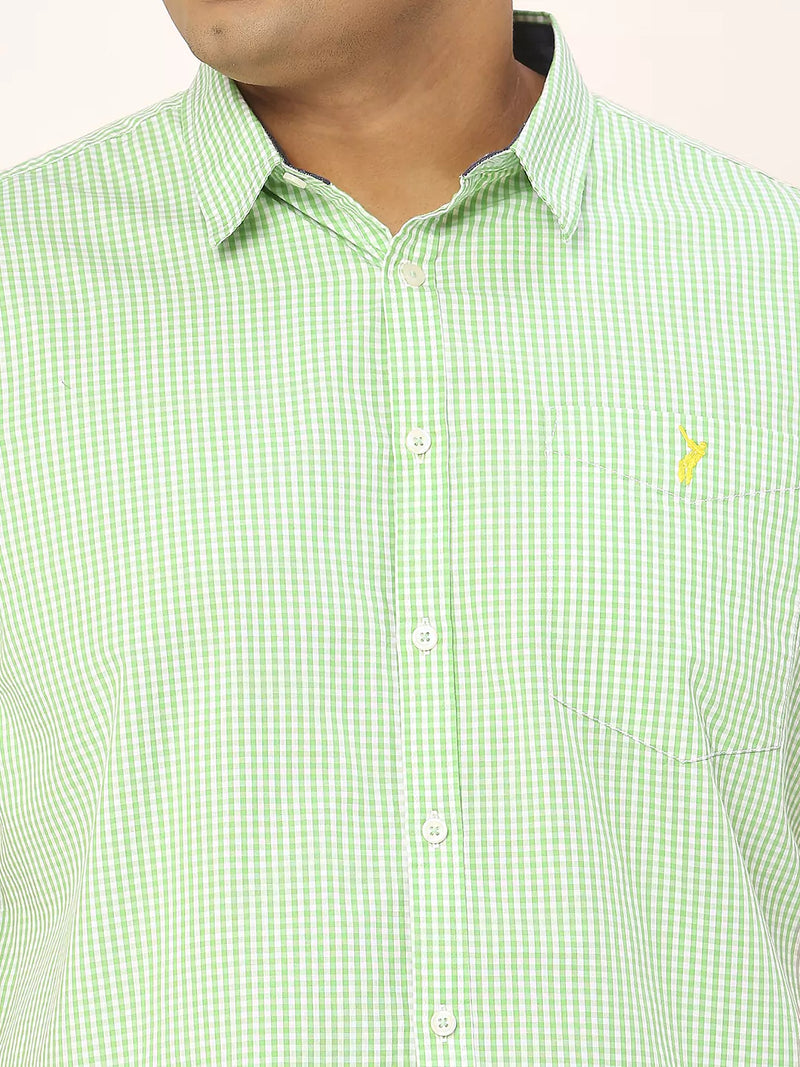 Thomas Scott Men Plus Size Standard Micro Checked Cotton Casual Shirt