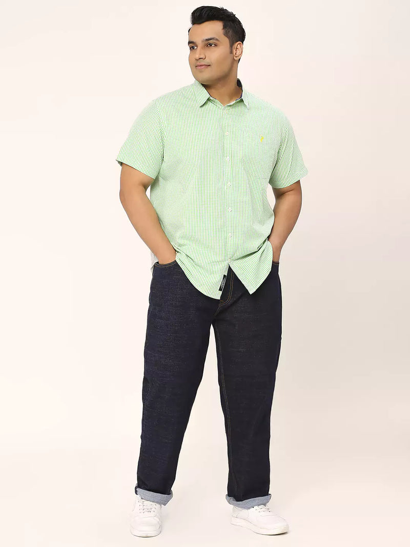 Thomas Scott Men Plus Size Standard Micro Checked Cotton Casual Shirt