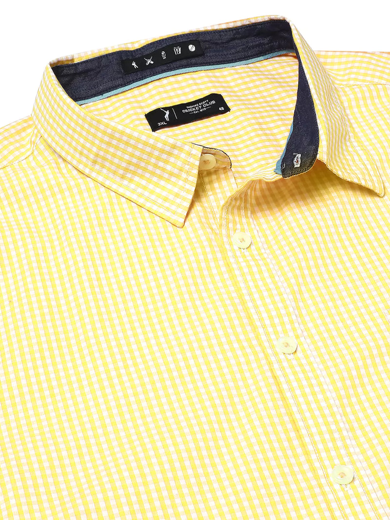 Thomas Scott Men Plus Size Standard Micro Checked Cotton Casual Shirt