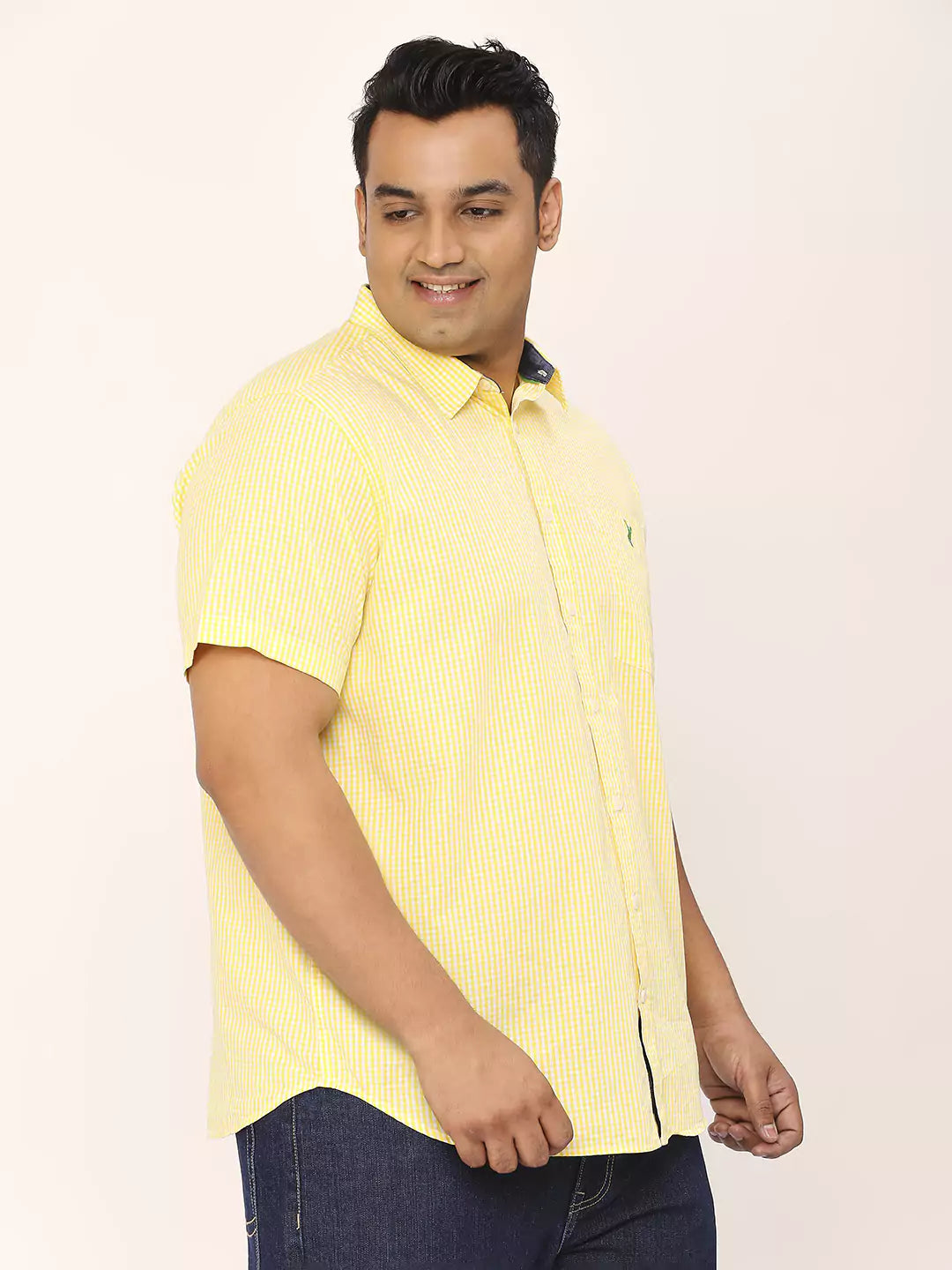 Thomas Scott Men Plus Size Standard Micro Checked Cotton Casual Shirt