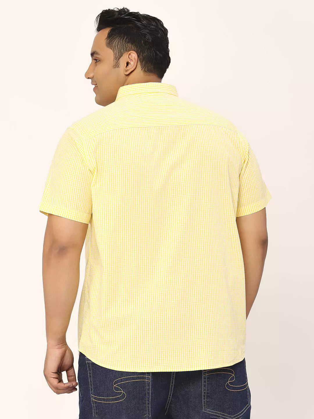 Thomas Scott Men Plus Size Standard Micro Checked Cotton Casual Shirt