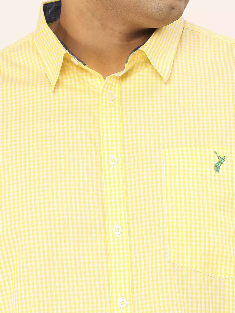 Thomas Scott Men Plus Size Standard Micro Checked Cotton Casual Shirt