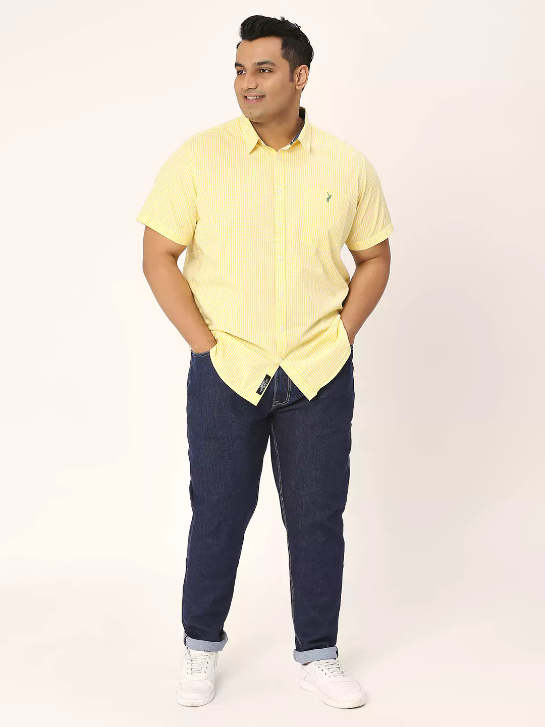 Thomas Scott Men Plus Size Standard Micro Checked Cotton Casual Shirt