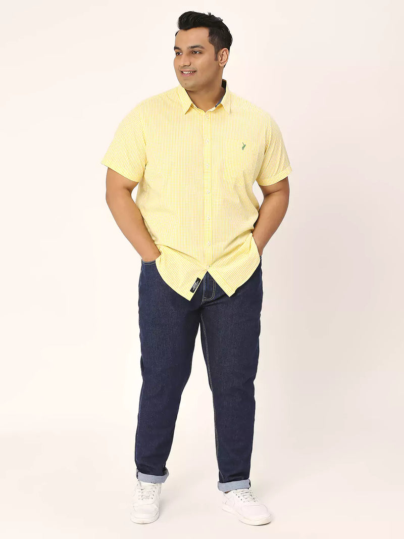 Thomas Scott Men Plus Size Standard Micro Checked Cotton Casual Shirt