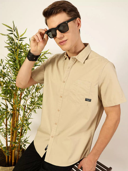 Thomas Scott Men Premium Cutaway Collar Solid Cotton Slim Fit Casual Shirt