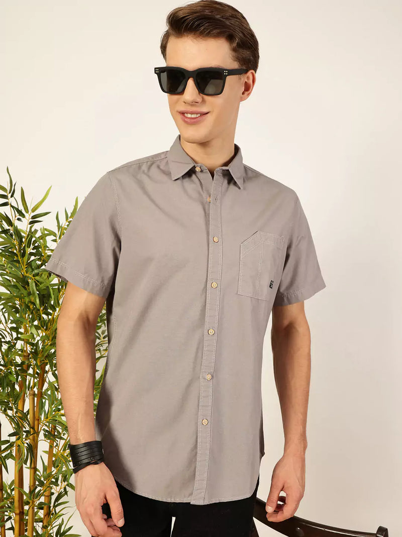 Thomas Scott Men Premium Cutaway Collar Solid Cotton Slim Fit Casual Shirt