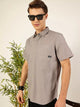 Grey Premium Cutaway Collar Solid Cotton Slim Fit Casual Shirt For Men
