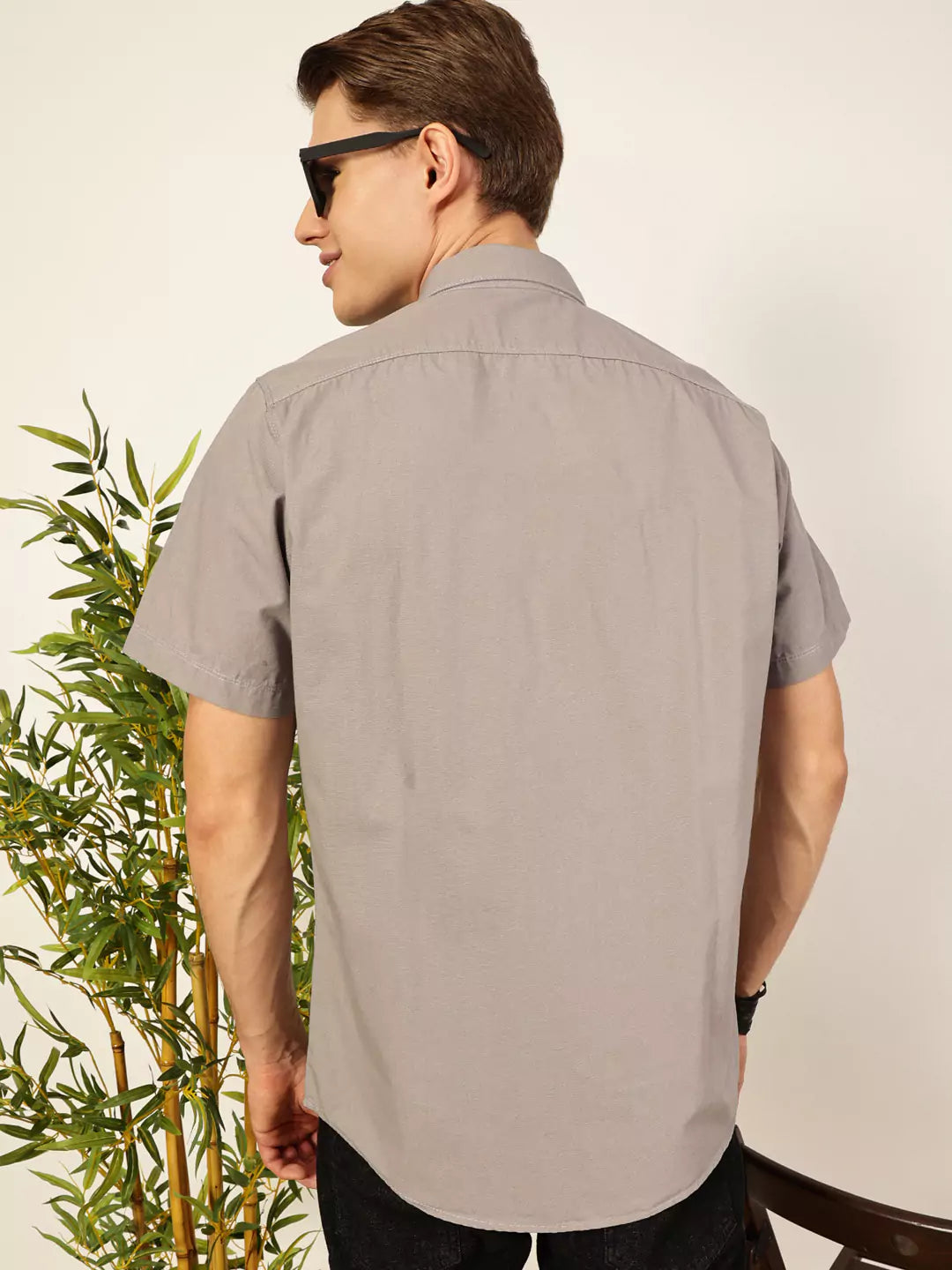 Thomas Scott Men Premium Cutaway Collar Solid Cotton Slim Fit Casual Shirt