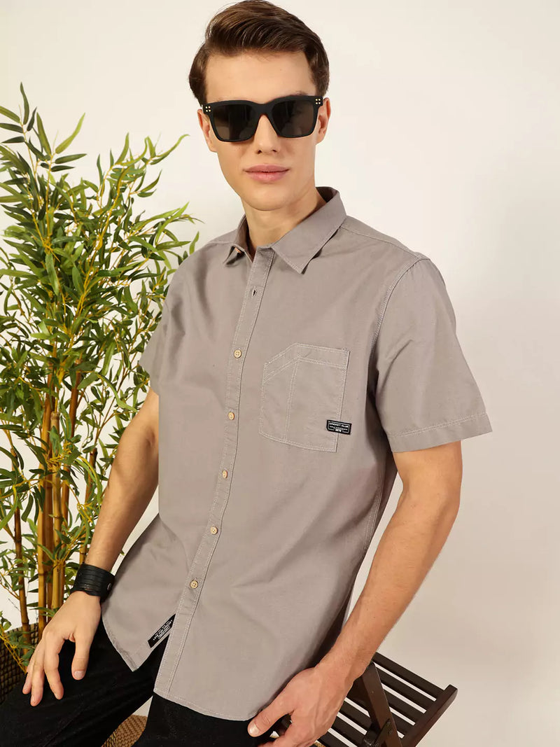 Thomas Scott Men Premium Cutaway Collar Solid Cotton Slim Fit Casual Shirt