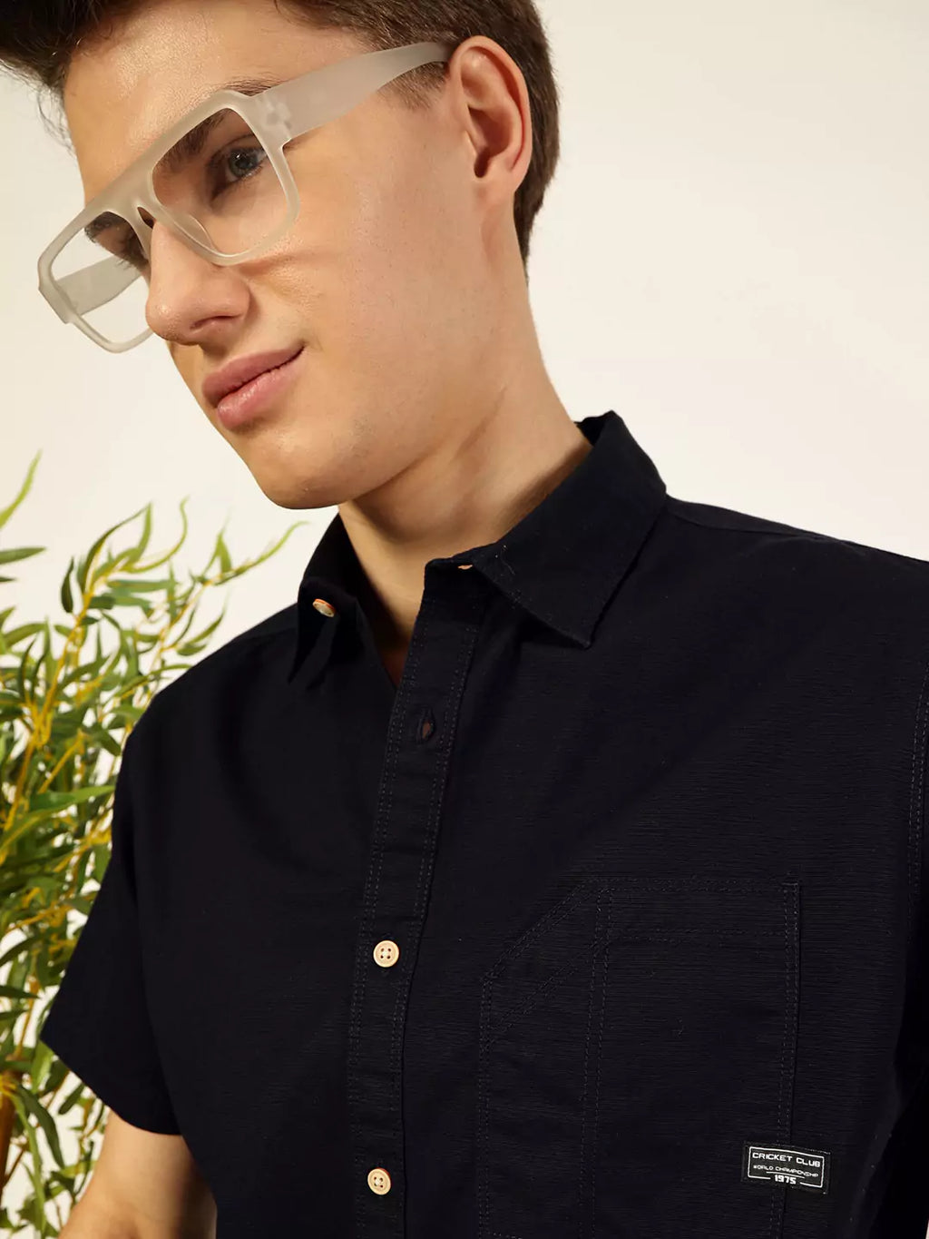 Thomas Scott Men Premium Cutaway Collar Solid Cotton Slim Fit Casual Shirt