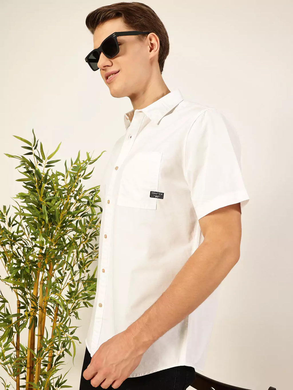 Thomas Scott Men Premium Cutaway Collar Solid Cotton Slim Fit Casual Shirt
