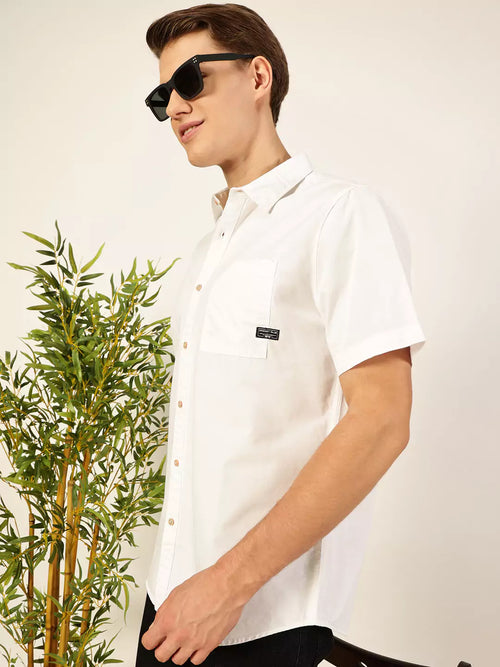 Thomas Scott Men Premium Cutaway Collar Solid Cotton Slim Fit Casual Shirt