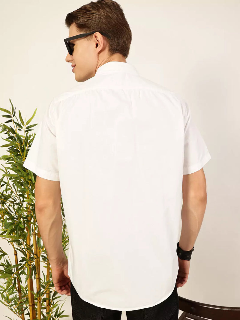 Thomas Scott Men Premium Cutaway Collar Solid Cotton Slim Fit Casual Shirt
