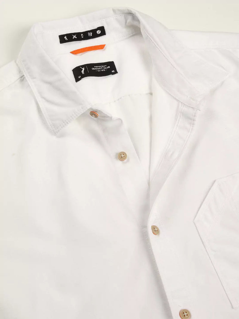 Thomas Scott Men Premium Cutaway Collar Solid Cotton Slim Fit Casual Shirt