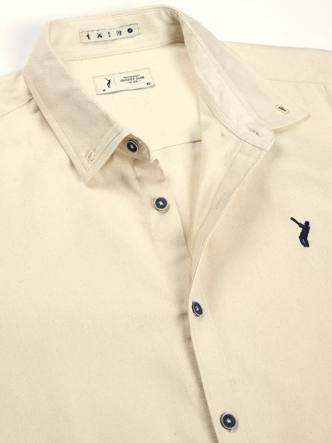 Thomas Scott Men Premium Button-Down Collar Solid Cotton Slim Fit Casual Shirt