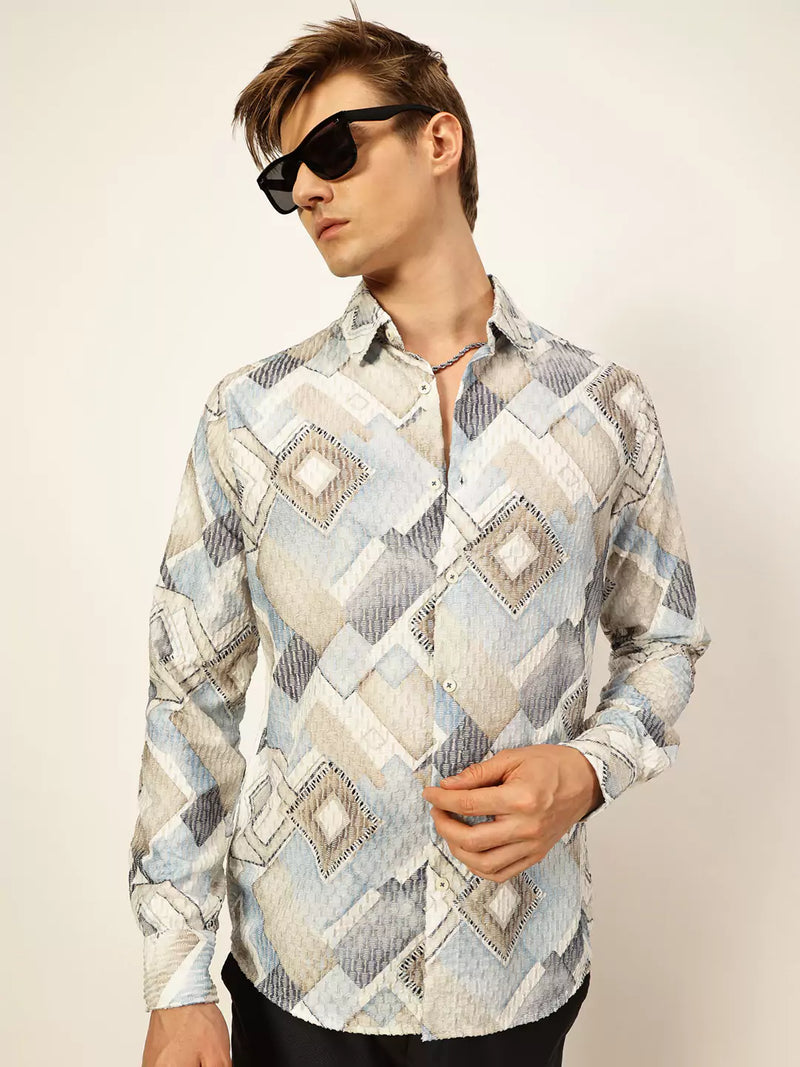 Thomas Scott Men Premium Slim Fit Opaque Printed Casual Shirt