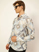 Blue Premium Slim Fit Opaque Printed Casual Shirt For Men