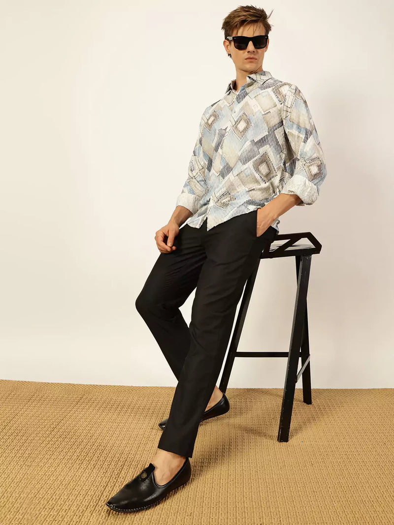 Thomas Scott Men Premium Slim Fit Opaque Printed Casual Shirt