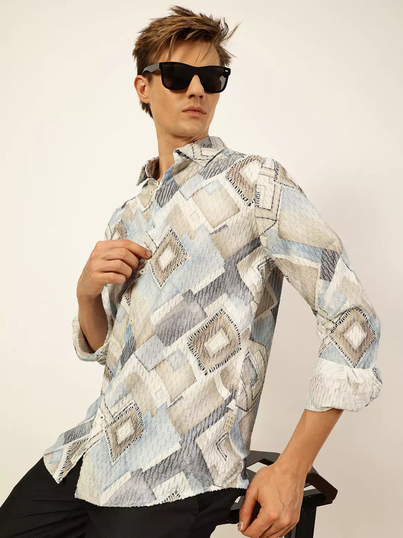 Thomas Scott Men Premium Slim Fit Opaque Printed Casual Shirt