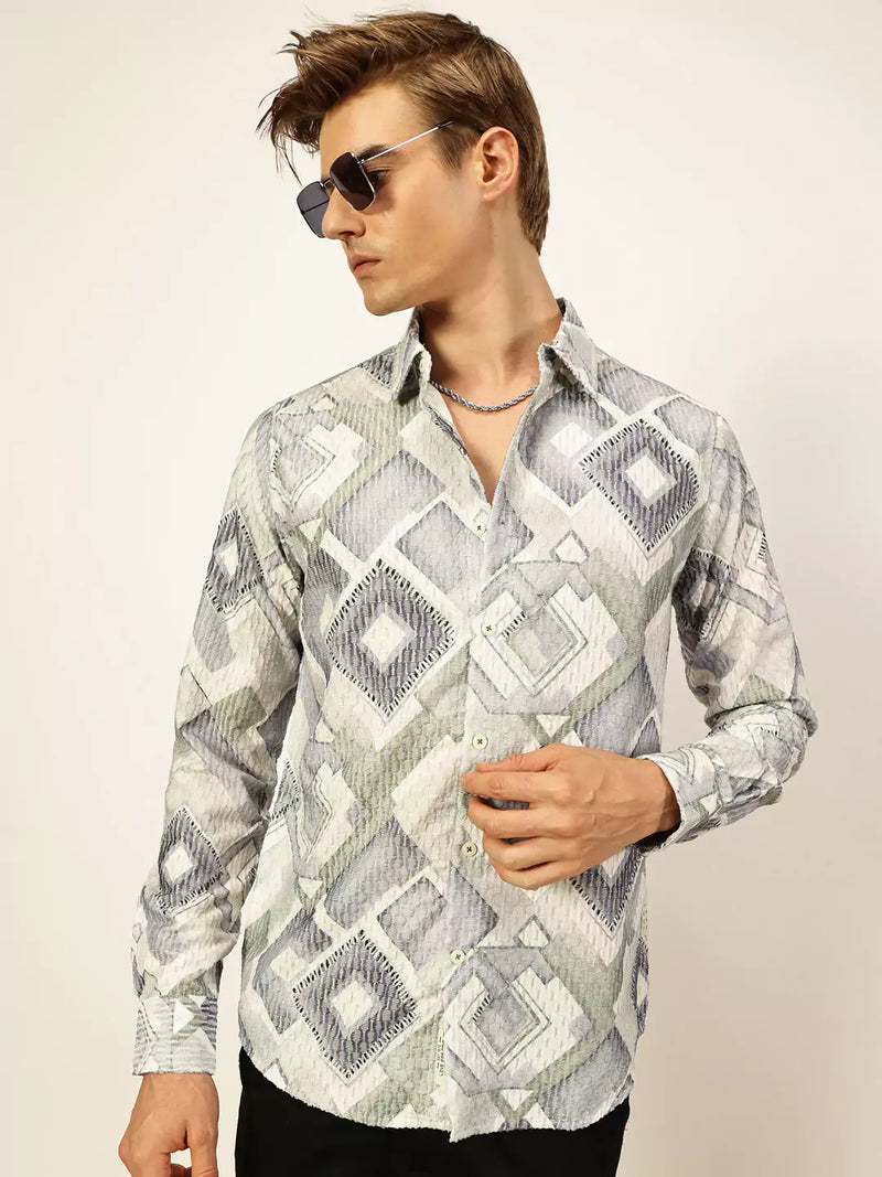 Thomas Scott Men Premium Slim Fit Opaque Printed Casual Shirt