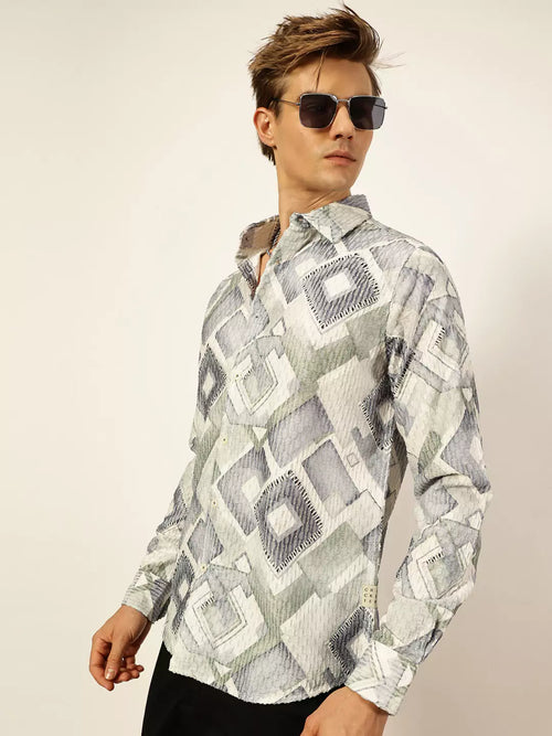 Thomas Scott Men Premium Slim Fit Opaque Printed Casual Shirt
