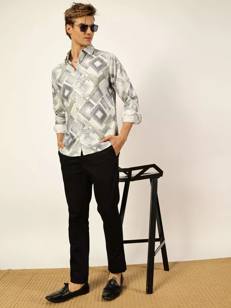 Thomas Scott Men Premium Slim Fit Opaque Printed Casual Shirt