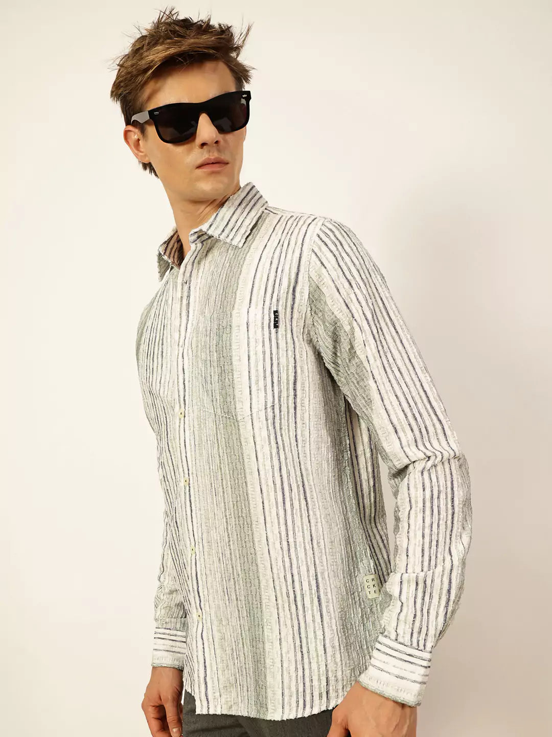 Thomas Scott Men Premium Slim Fit Opaque Striped Casual Shirt