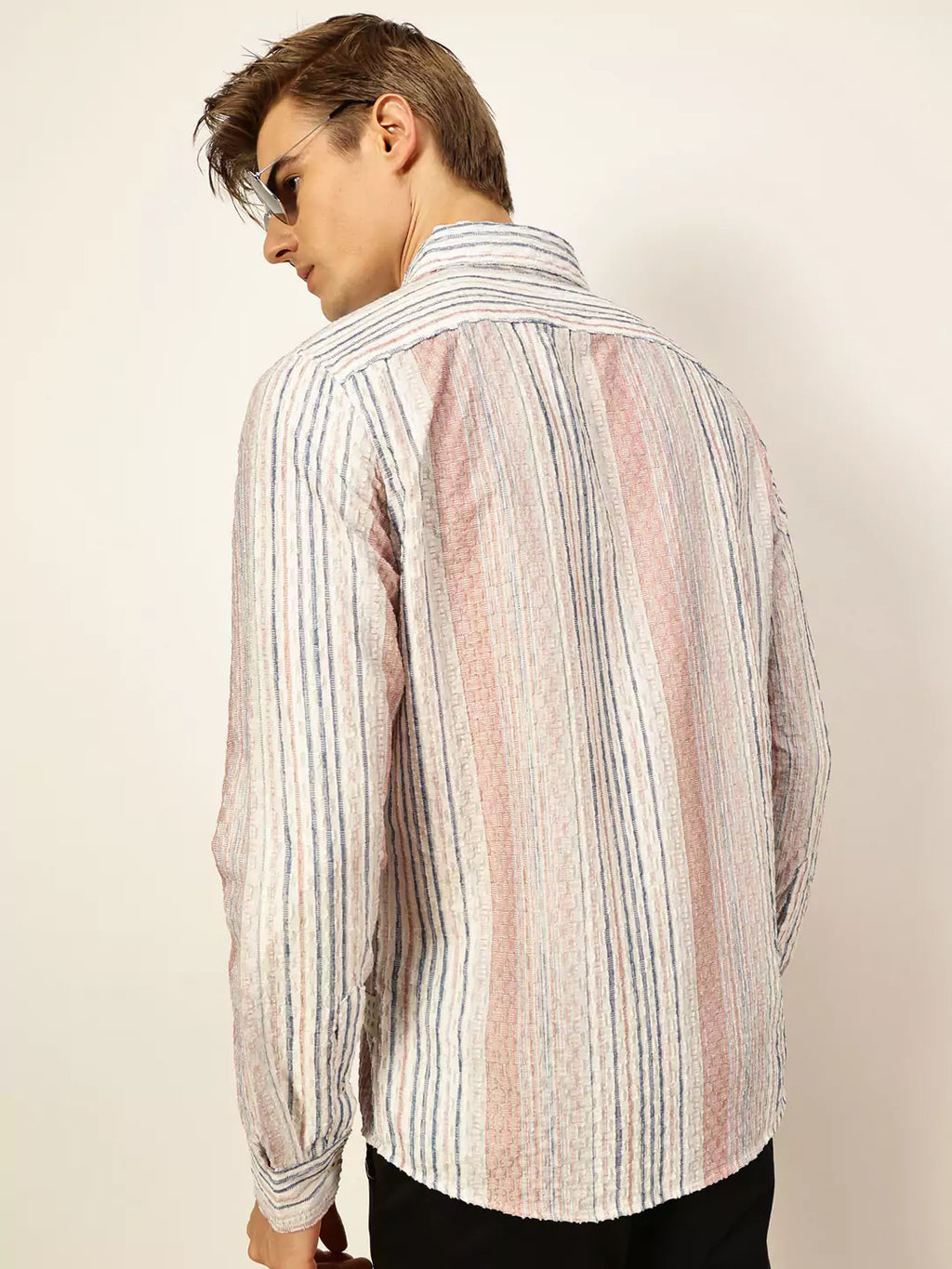 Thomas Scott Men Premium Slim Fit Opaque Striped Casual Shirt