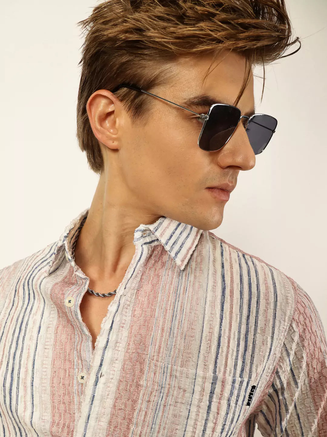 Thomas Scott Men Premium Slim Fit Opaque Striped Casual Shirt