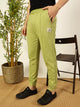 Leaf Green Straight-Fit Mid Rise Solid Joggers For Men