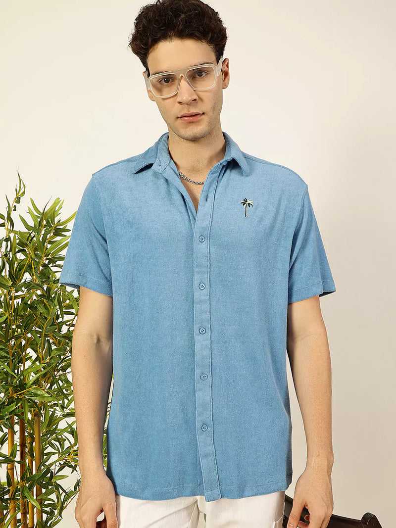 Thomas Scott Men Premium Spread Collar Solid Cotton Relaxed Fit Casual Shirt