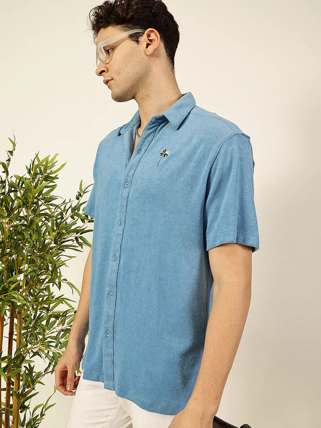 Thomas Scott Men Premium Spread Collar Solid Cotton Relaxed Fit Casual Shirt
