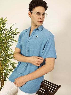Thomas Scott Men Premium Spread Collar Solid Cotton Relaxed Fit Casual Shirt