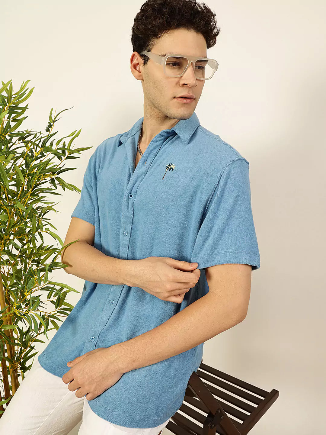 Thomas Scott Men Premium Spread Collar Solid Cotton Relaxed Fit Casual Shirt