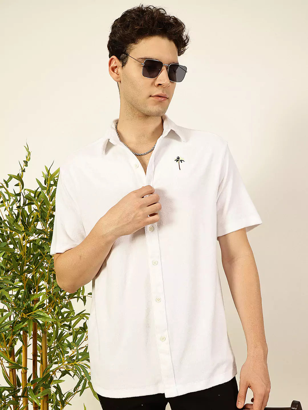 Thomas Scott Men Premium Spread Collar Solid Cotton Relaxed Fit Casual Shirt