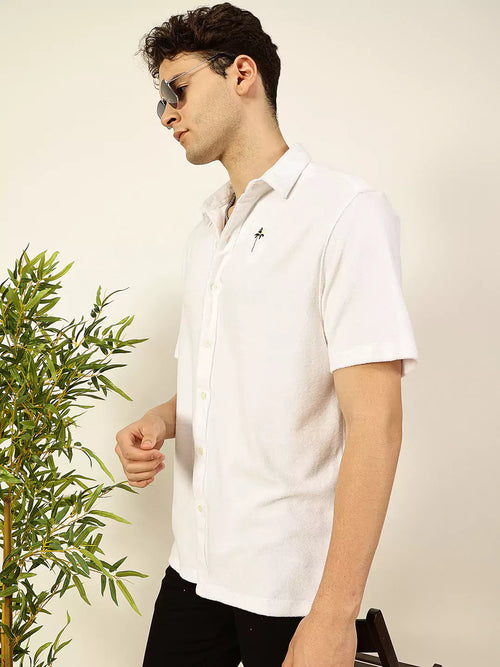 Thomas Scott Men Premium Spread Collar Solid Cotton Relaxed Fit Casual Shirt