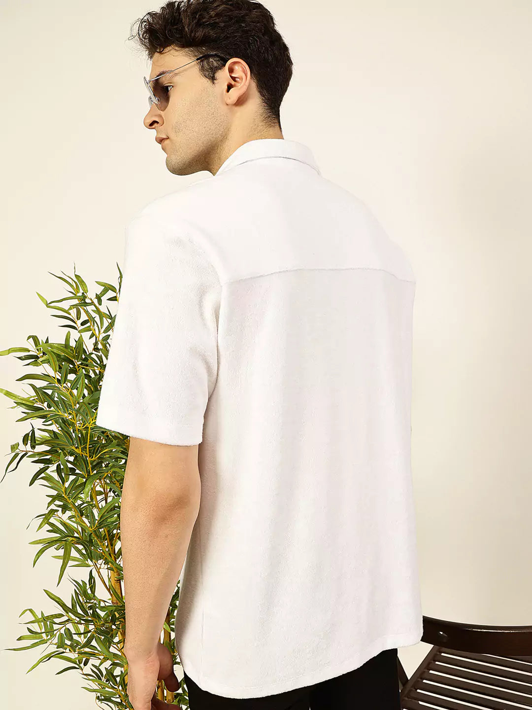 Thomas Scott Men Premium Spread Collar Solid Cotton Relaxed Fit Casual Shirt
