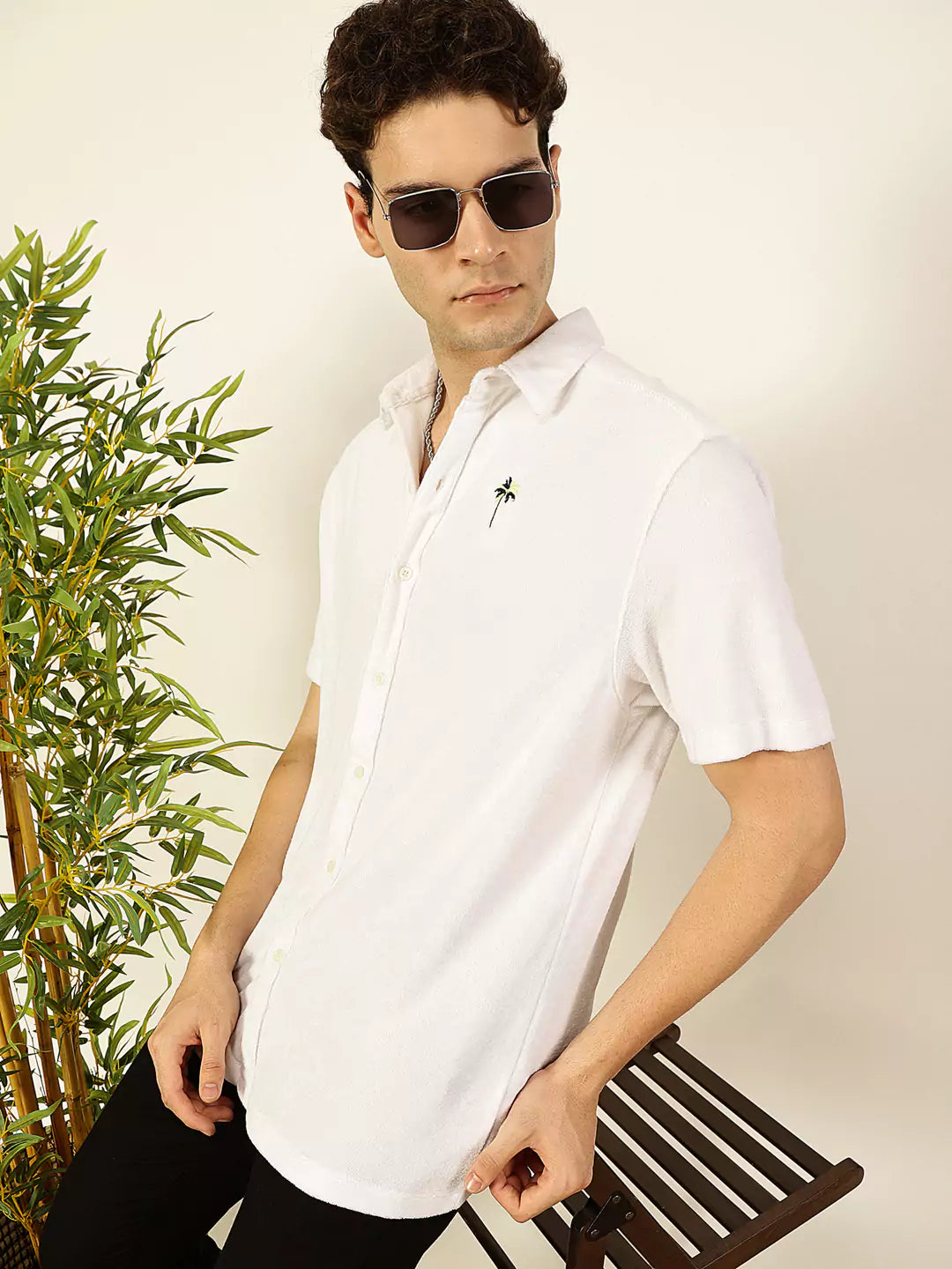 Thomas Scott Men Premium Spread Collar Solid Cotton Relaxed Fit Casual Shirt