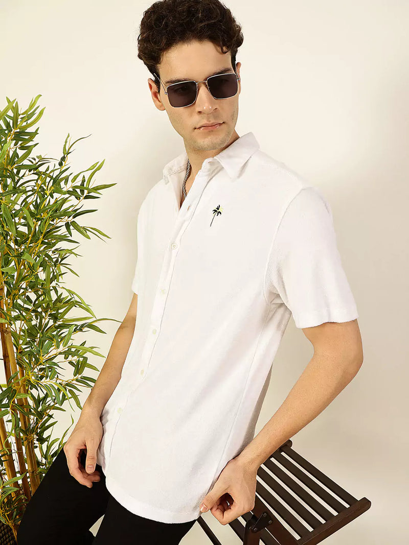 Thomas Scott Men Premium Spread Collar Solid Cotton Relaxed Fit Casual Shirt