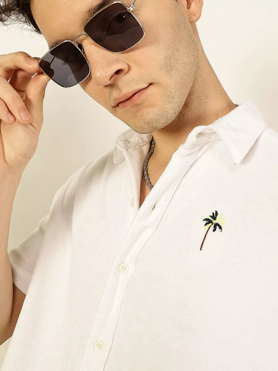 Thomas Scott Men Premium Spread Collar Solid Cotton Relaxed Fit Casual Shirt