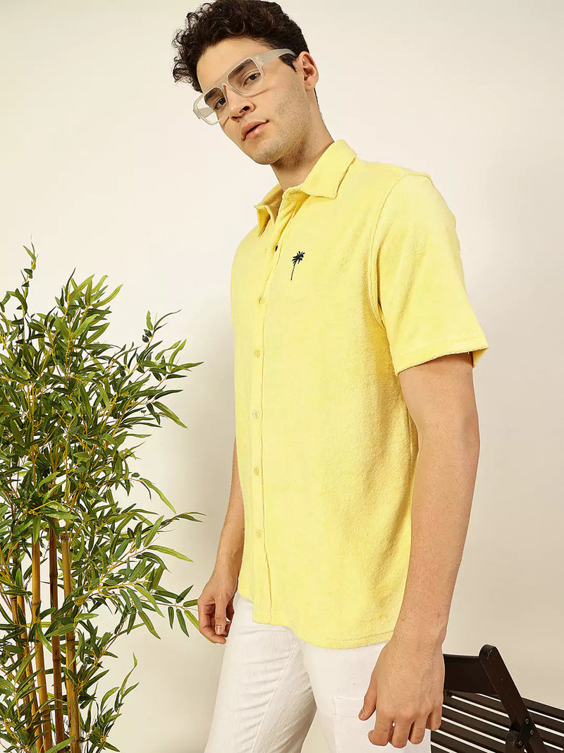 Thomas Scott Men Premium Spread Collar Solid Cotton Relaxed Fit Casual Shirt